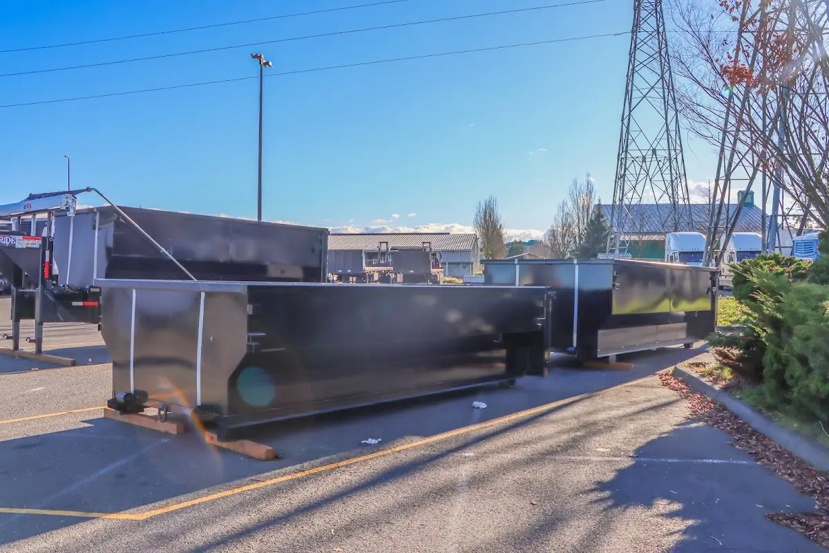 Roll-off dumpster ready for waste disposal at job site for Yard Waste Dumpster Rental in San Buenaventura (Ventura)